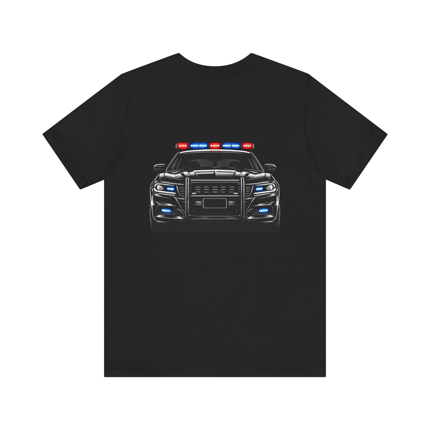Police Patrol Car T-Shirt | Front Badge Crest, Back Cruiser Graphic