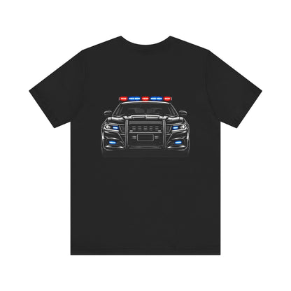 Police Patrol Car T-Shirt | Front Badge Crest, Back Cruiser Graphic