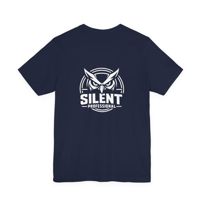 Silent Professional T-Shirt, Tactical Owl T-Shirt, Military Inspired Graphic Tee, Minimalist Combat Style Shirt, Black Tee White Print