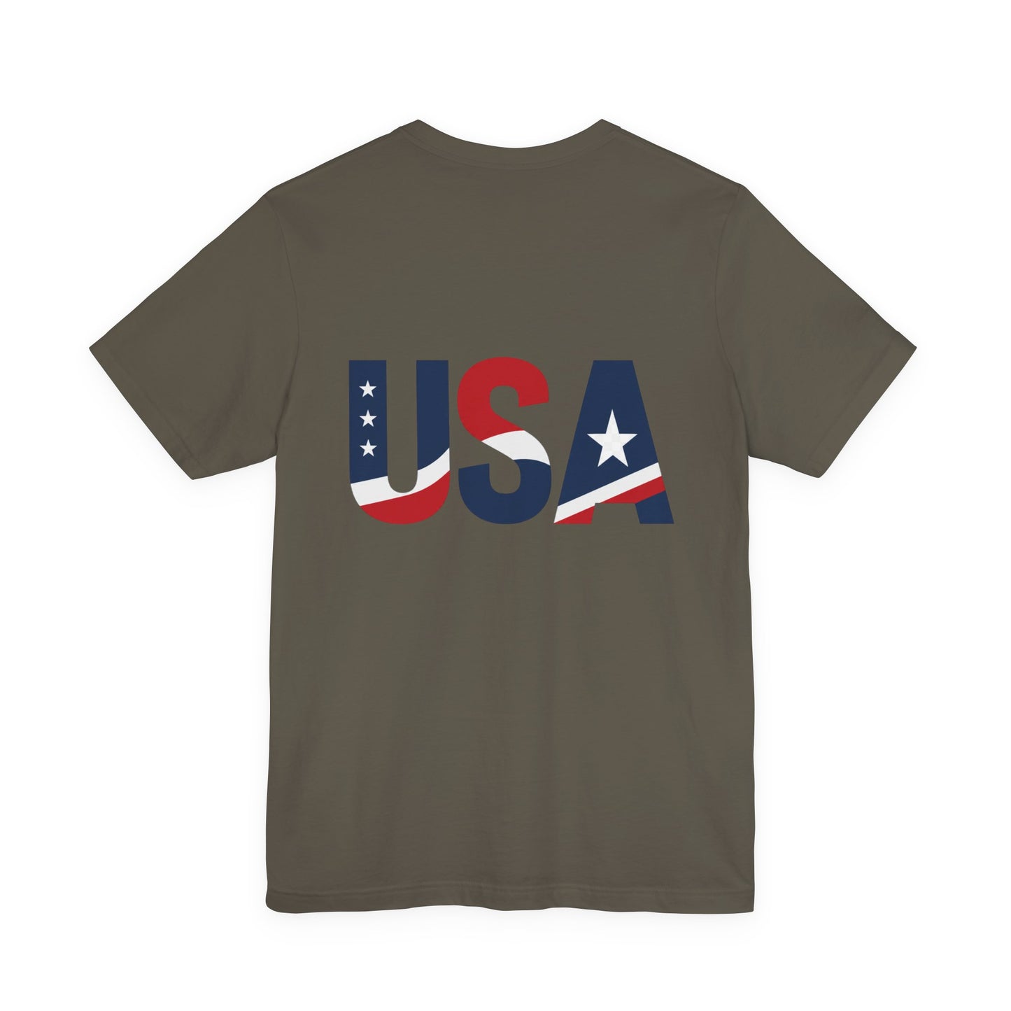 USA Flag Back Graphic Tee | GreyRider Threads Logo Front