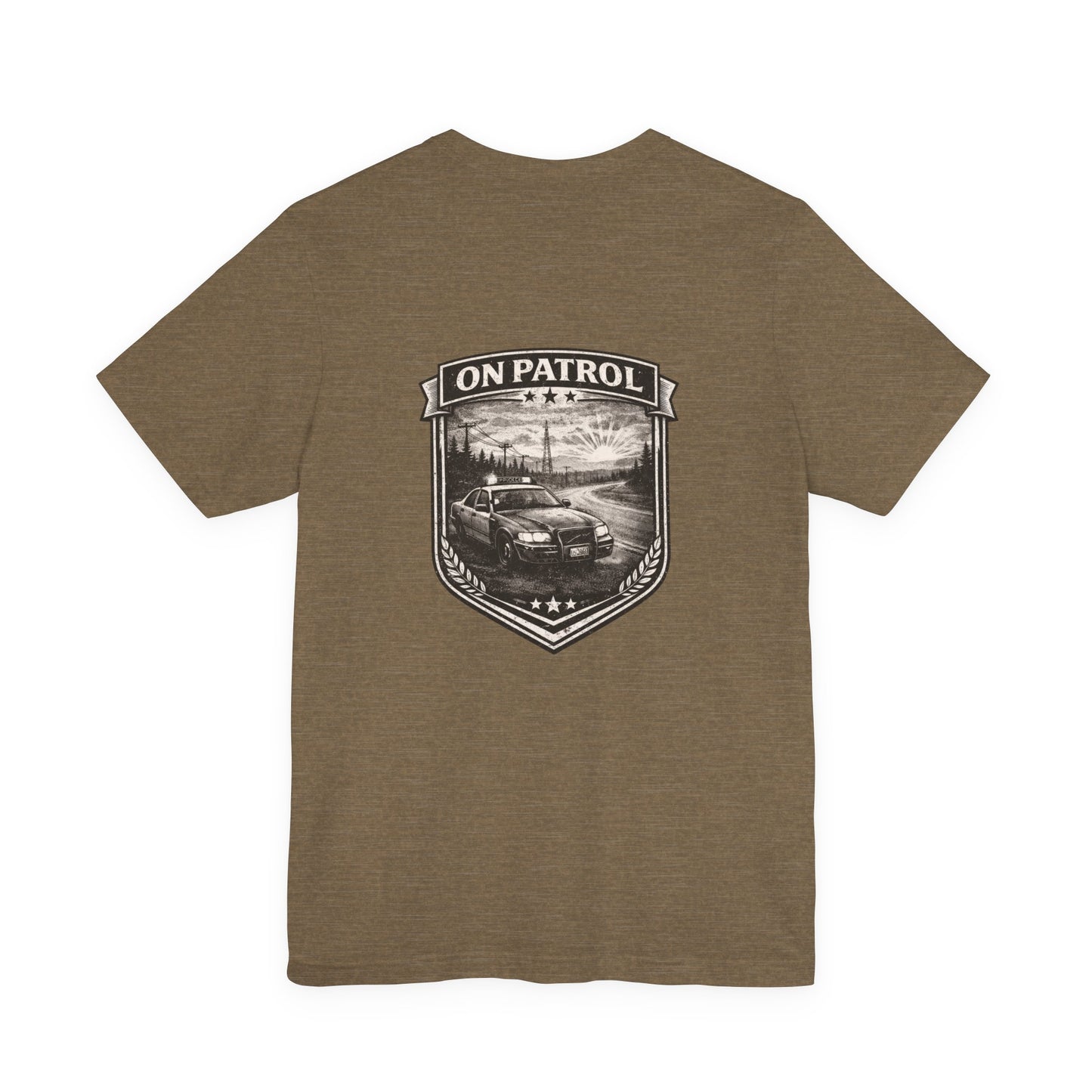 Vintage Police Patrol Car Sunset Tee | Patrol Car Sunset T-Shirt | On Patrol