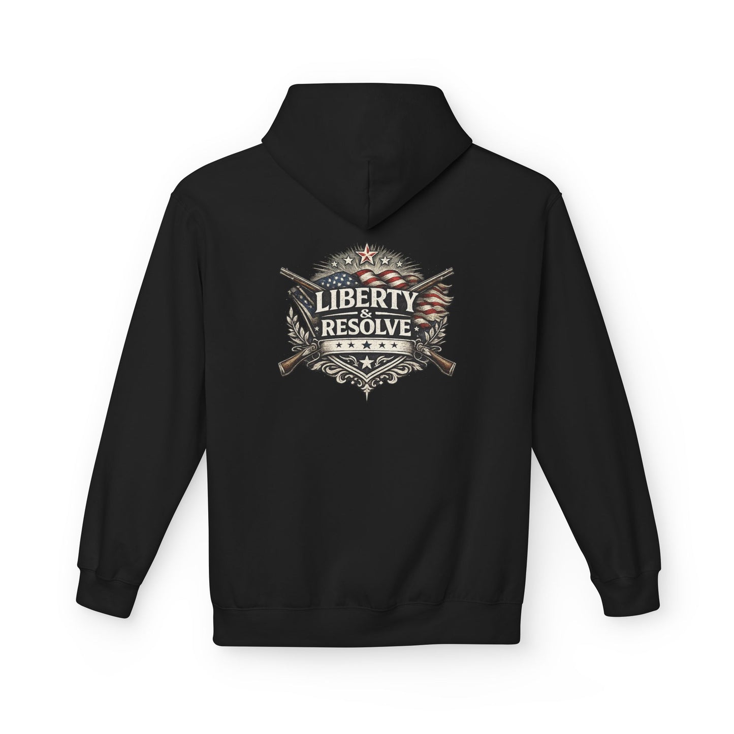 Liberty & Resolve Patriotic Hoodie, American Flag Sweatshirt, Freedom Graphic Hoodie, USA Gift, Minimalist Patriot Apparel