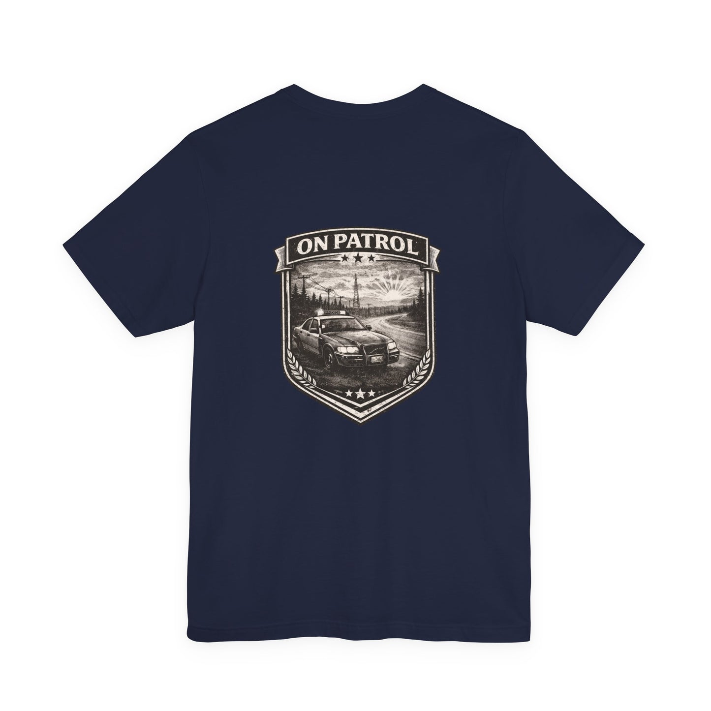 Vintage Police Patrol Car Sunset Tee | Patrol Car Sunset T-Shirt | On Patrol