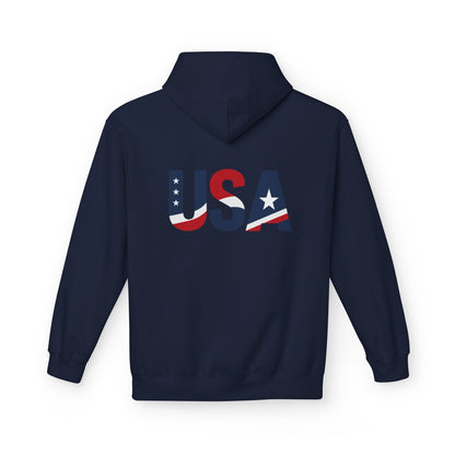 USA Flag Graphic Hoodie | GreyRider Threads Logo, American Colors