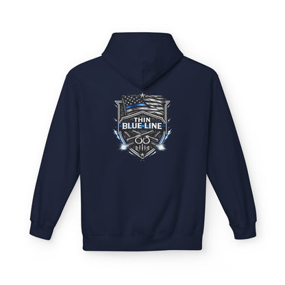 Thin Blue Line Hoodie | Police Support Flag Badge Design | Law Enforcement Support | First Responder