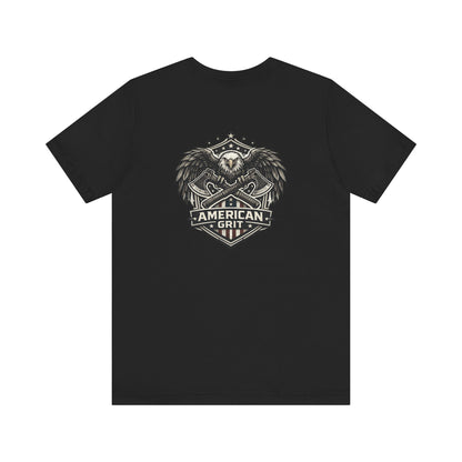 American Grit Patriotic T-Shirt, Eagle Shield Graphic Tee, USA Freedom Shirt, Biker Style Patriot Tee, American Gift