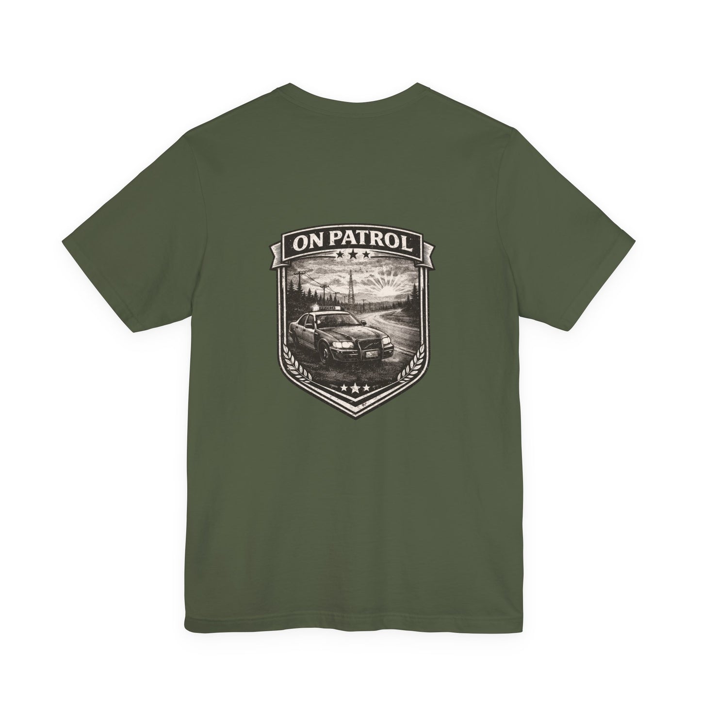 Vintage Police Patrol Car Sunset Tee | Patrol Car Sunset T-Shirt | On Patrol