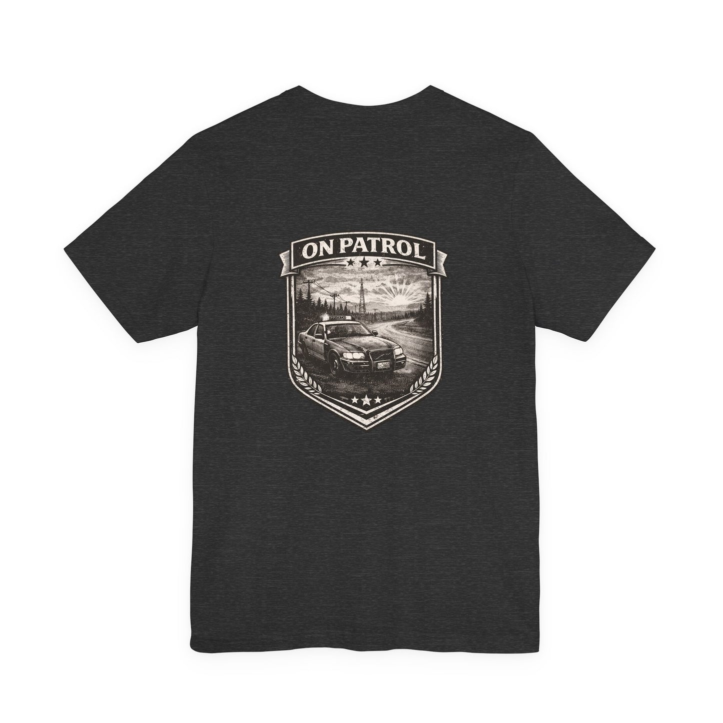 Vintage Police Patrol Car Sunset Tee | Patrol Car Sunset T-Shirt | On Patrol