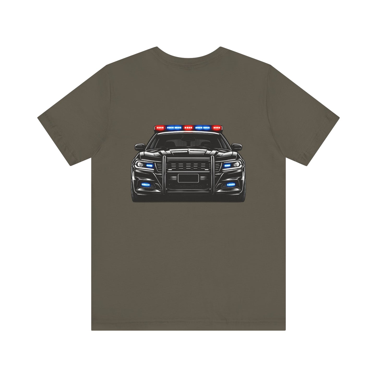 Police Patrol Car T-Shirt | Front Badge Crest, Back Cruiser Graphic