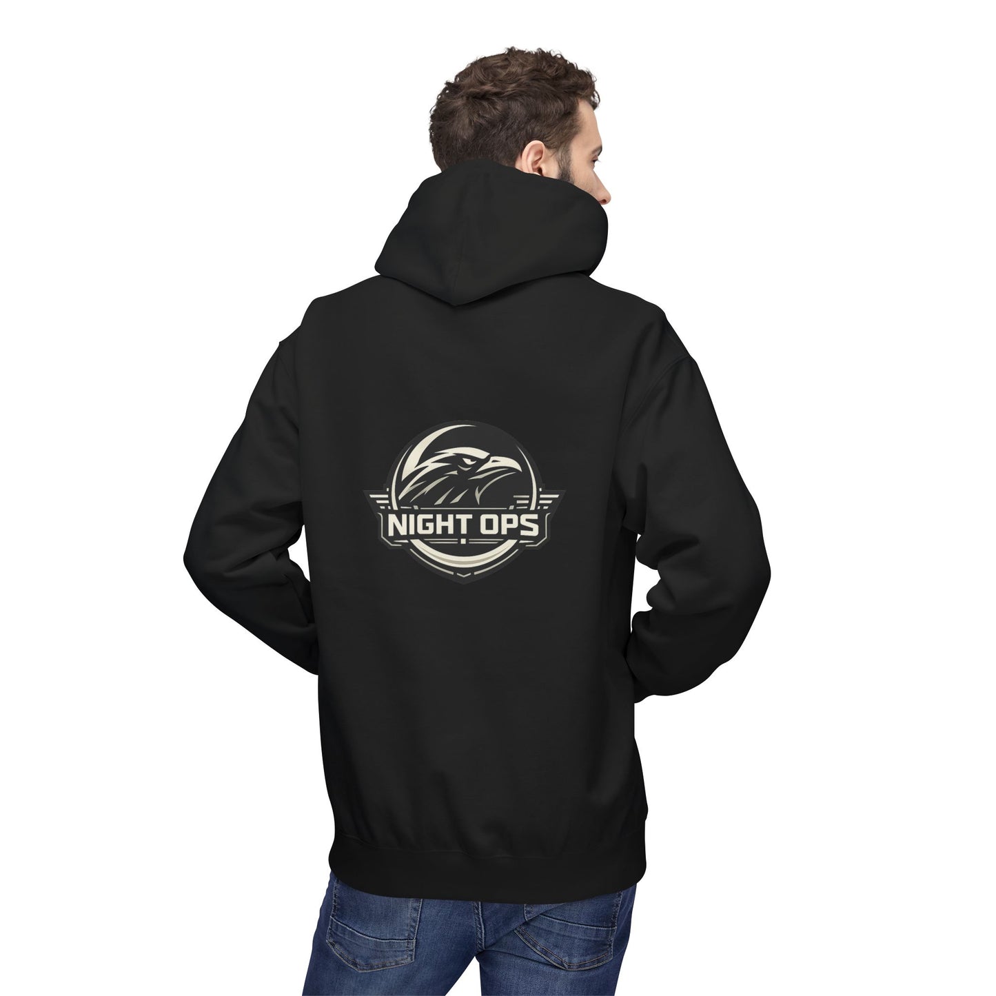 Night Ops Raven Hoodie — Raven Back Graphic & GreyRider Threads Logo