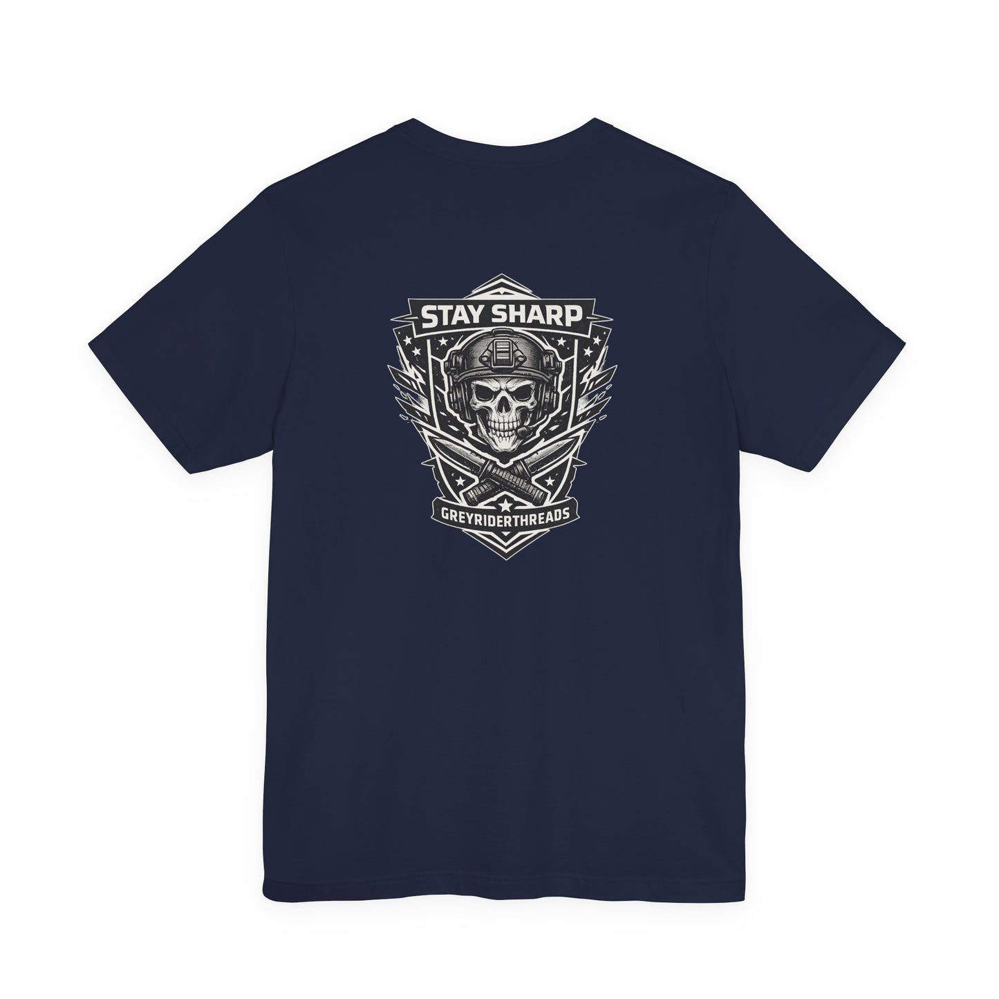 Stay Sharp Tactical T-Shirt, Skull Shield Graphic Tee, Military Inspired Shirt, Edgy Operator Style Apparel, Tactical Gift