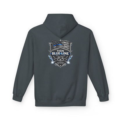 Thin Blue Line Hoodie | Police Support Flag Badge Design | Law Enforcement Support | First Responder