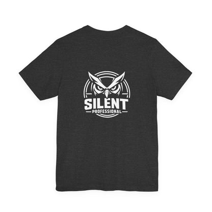 Silent Professional T-Shirt, Tactical Owl T-Shirt, Military Inspired Graphic Tee, Minimalist Combat Style Shirt, Black Tee White Print