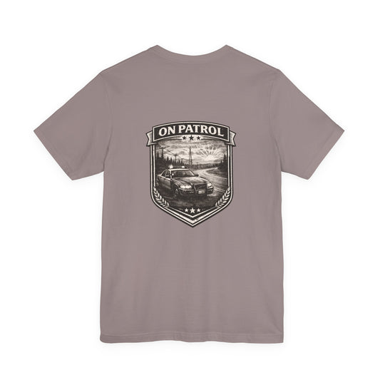 Vintage Police Patrol Car Sunset Tee | Patrol Car Sunset T-Shirt | On Patrol