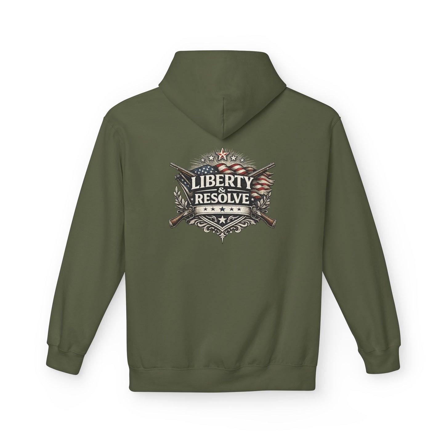 Liberty & Resolve Patriotic Hoodie, American Flag Sweatshirt, Freedom Graphic Hoodie, USA Gift, Minimalist Patriot Apparel
