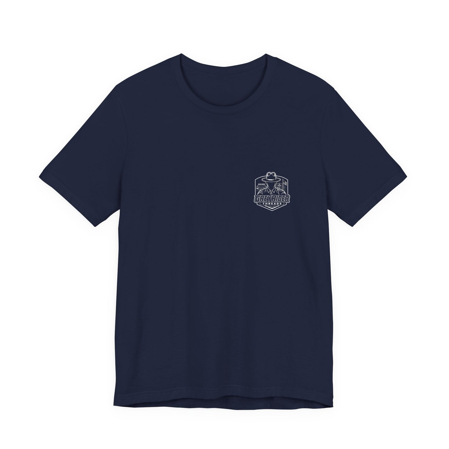 USA Flag Back Graphic Tee | GreyRider Threads Logo Front