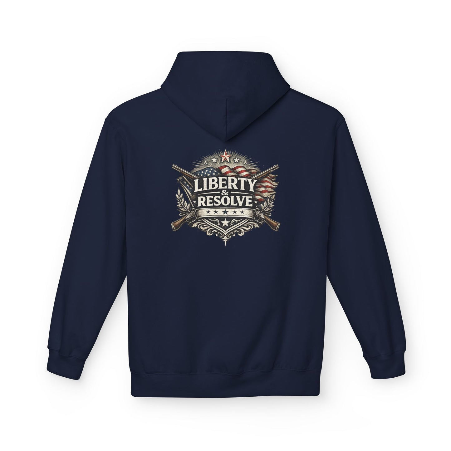 Liberty & Resolve Patriotic Hoodie, American Flag Sweatshirt, Freedom Graphic Hoodie, USA Gift, Minimalist Patriot Apparel