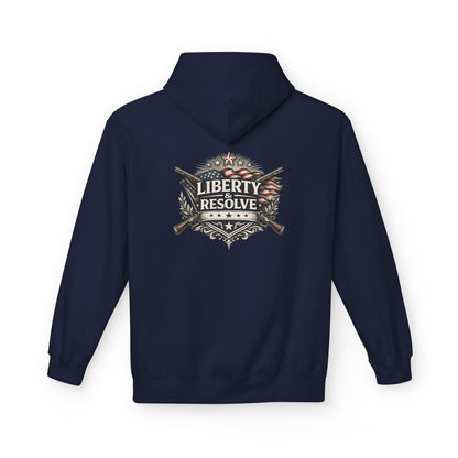 Liberty & Resolve Patriotic Hoodie, American Flag Sweatshirt, Freedom Graphic Hoodie, USA Gift, Minimalist Patriot Apparel