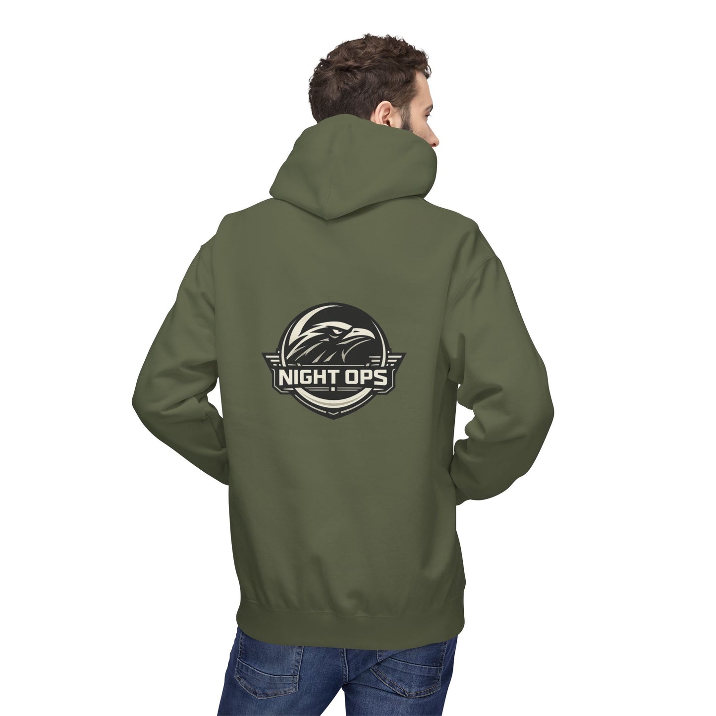 Night Ops Raven Hoodie — Raven Back Graphic & GreyRider Threads Logo