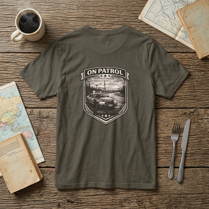 Vintage Police Patrol Car Sunset Tee | Patrol Car Sunset T-Shirt | On Patrol