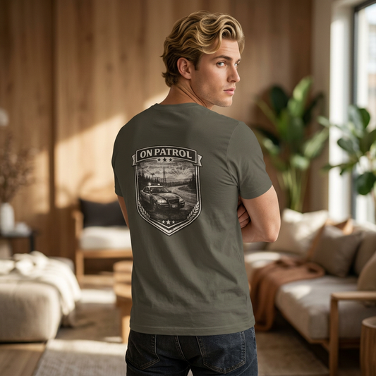 Vintage Police Patrol Car Sunset Tee | Patrol Car Sunset T-Shirt | On Patrol