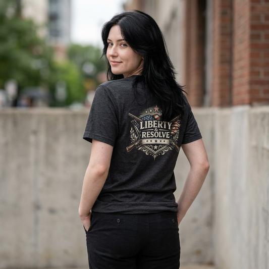 Liberty & Resolve logo T-Shirt | American Flag Graphic T-Shirt | USA Apparel | Freedom