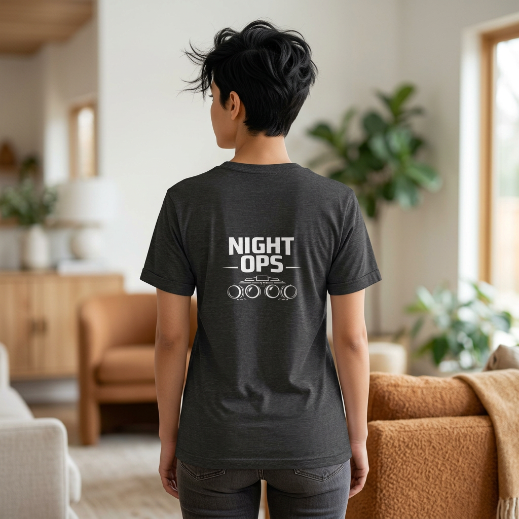Night Ops Military Shirt, Tactical Typography T-Shirt, Operator Inspired Tee, Minimalist Combat Style Apparel, Military Gift