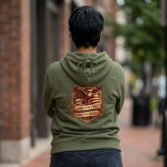 Land of the Free Eagle Shield hoodie | patriotic America emblem