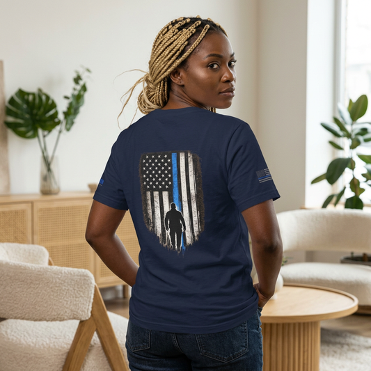 Thin Blue Line Flag T-Shirt | Law Enforcement Support Shirt | Police Officer Graphic Tee | Retired LEO-Owned Brand