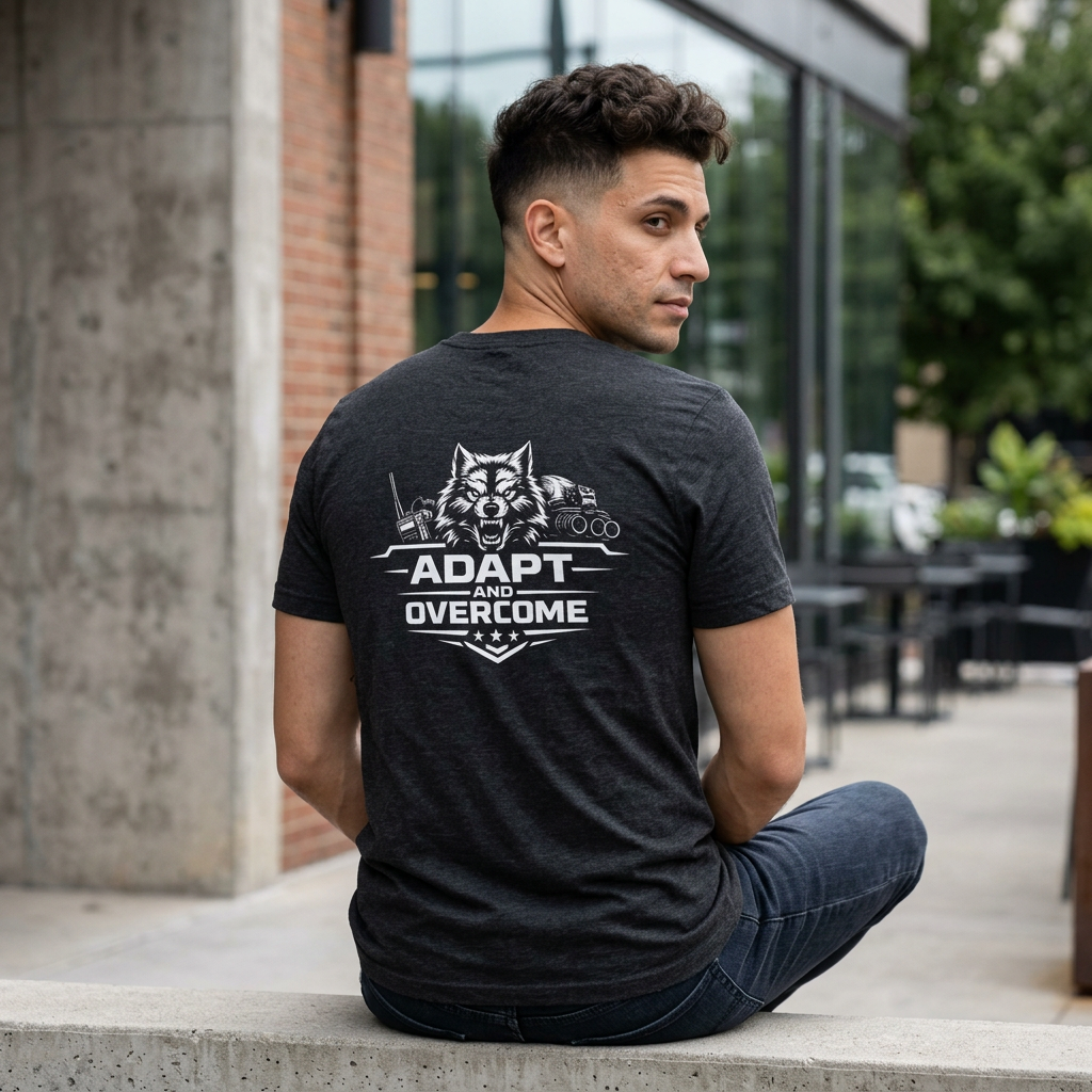 Adapt and Overcome Tactical Wolf T-Shirt | Military Wolf Graphic Tee