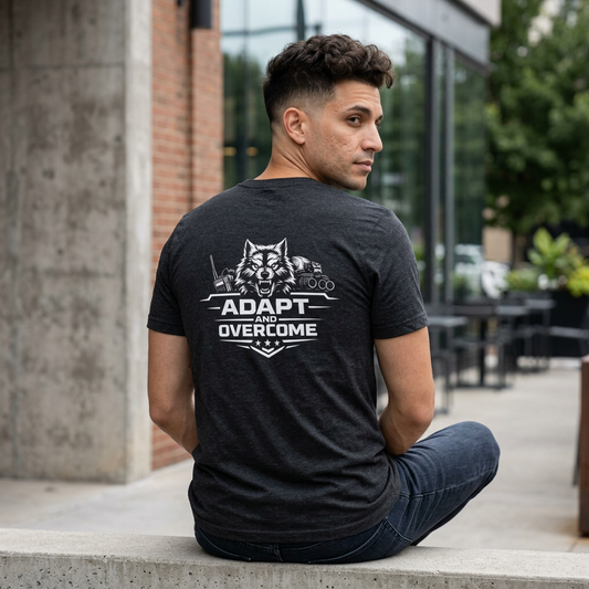 Adapt and Overcome Tactical Wolf T-Shirt | Military Wolf Graphic Tee