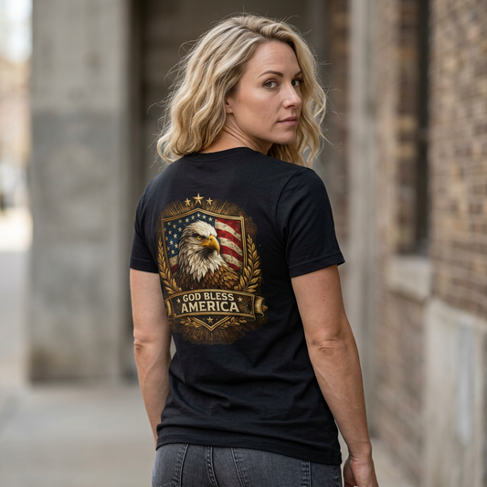 God Bless America Eagle T-Shirt — Patriotic Bald Eagle Tee