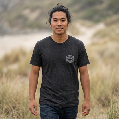 USA Flag Back Graphic Tee | GreyRider Threads Logo Front