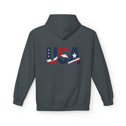 USA Flag Graphic Hoodie | GreyRider Threads Logo, American Colors