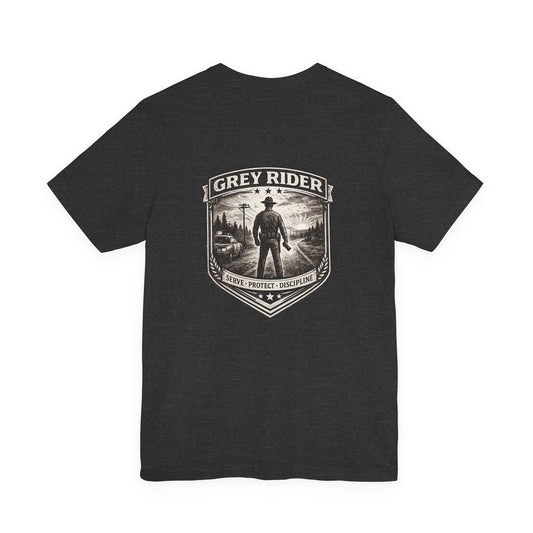 Vintage Trooper Serve Protect Discipline T-Shirt | Law Enforcement Tee | Grey Rider