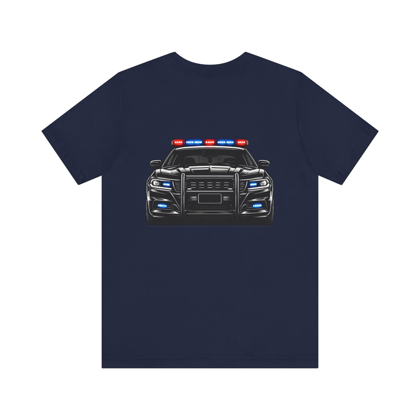 Police Patrol Car T-Shirt | Front Badge Crest, Back Cruiser Graphic