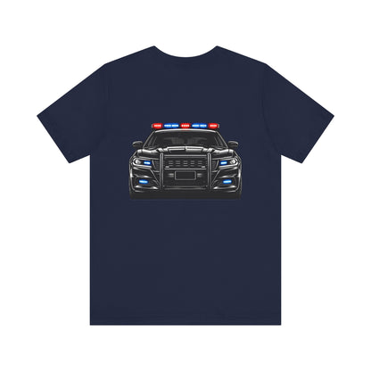 Police Patrol Car T-Shirt | Front Badge Crest, Back Cruiser Graphic