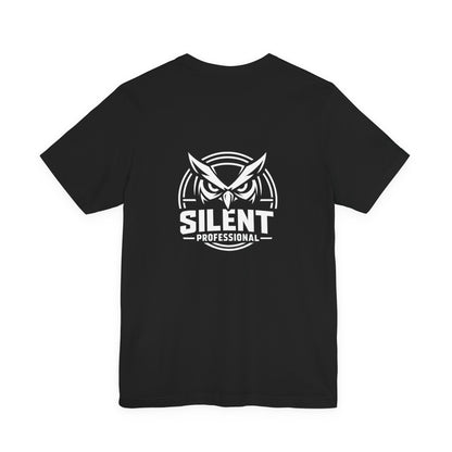 Silent Professional T-Shirt, Tactical Owl T-Shirt, Military Inspired Graphic Tee, Minimalist Combat Style Shirt, Black Tee White Print