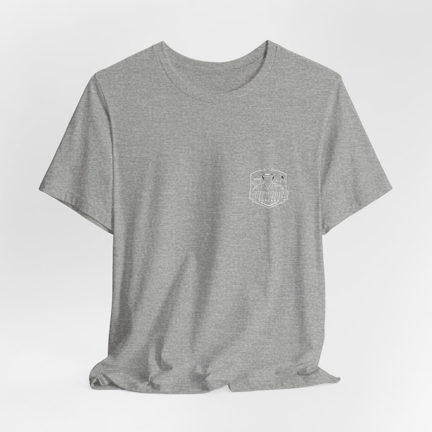 USA Flag Back Graphic Tee | GreyRider Threads Logo Front