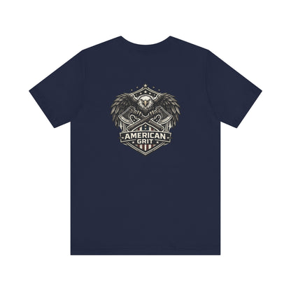 American Grit Patriotic T-Shirt, Eagle Shield Graphic Tee, USA Freedom Shirt, Biker Style Patriot Tee, American Gift