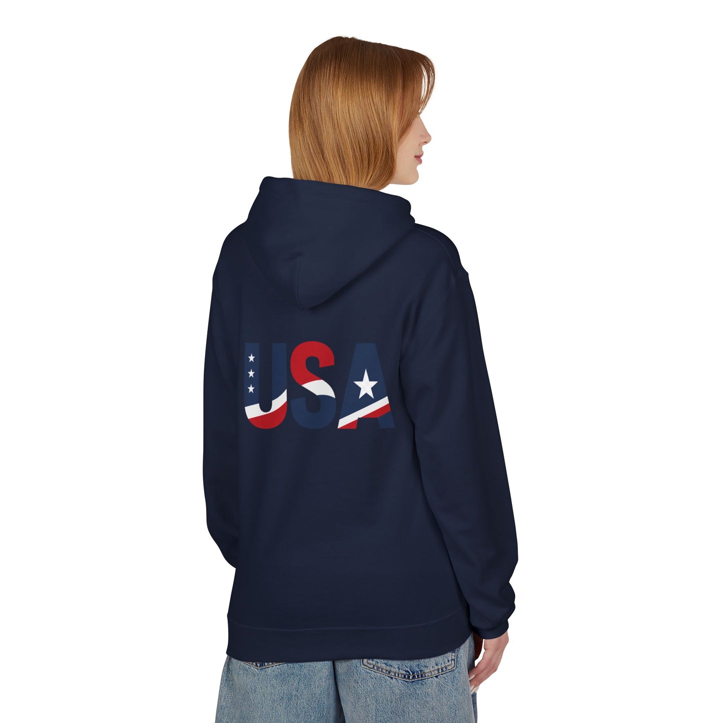 USA Flag Graphic Hoodie | GreyRider Threads Logo, American Colors