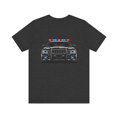 Police Patrol Car T-Shirt | Front Badge Crest, Back Cruiser Graphic