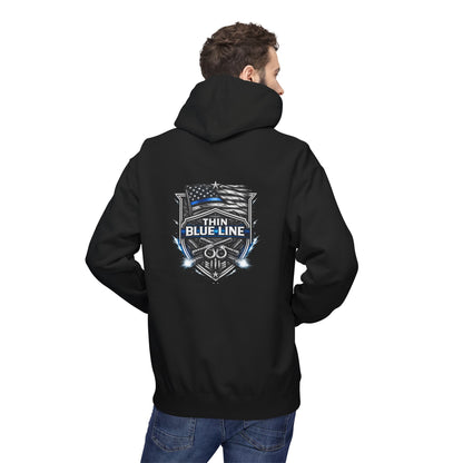 Thin Blue Line Hoodie | Police Support Flag Badge Design | Law Enforcement Support | First Responder