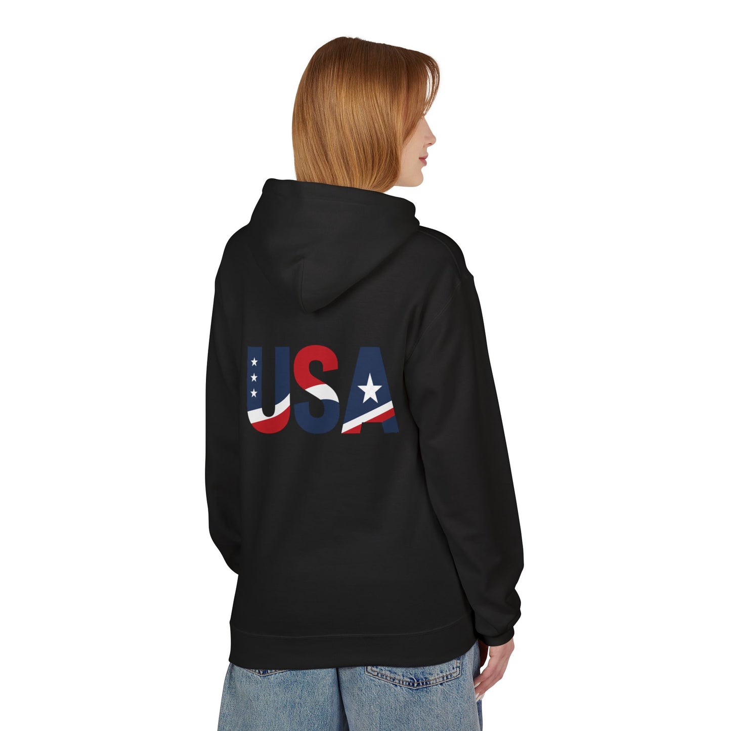 USA Flag Graphic Hoodie | GreyRider Threads Logo, American Colors