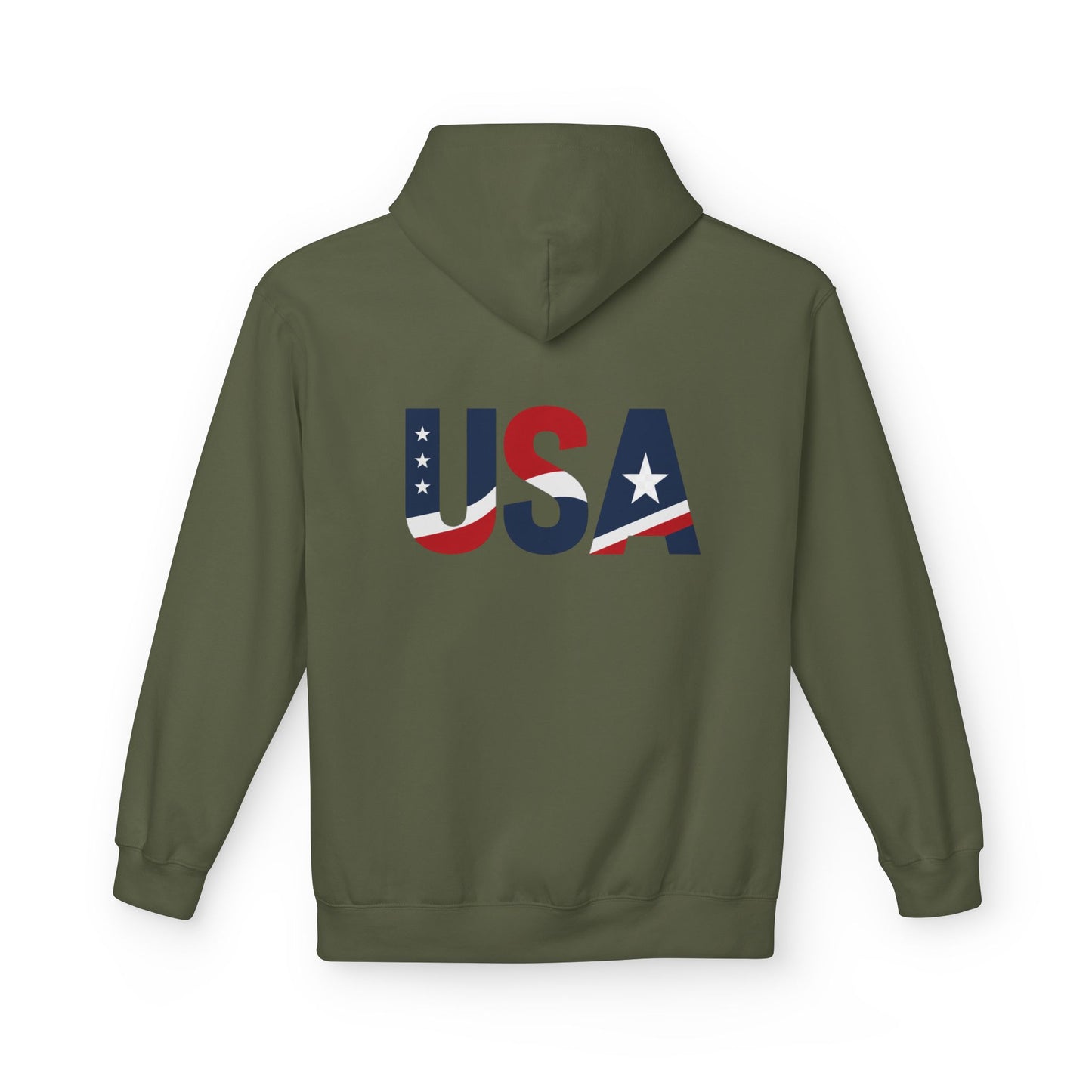 USA Flag Graphic Hoodie | GreyRider Threads Logo, American Colors
