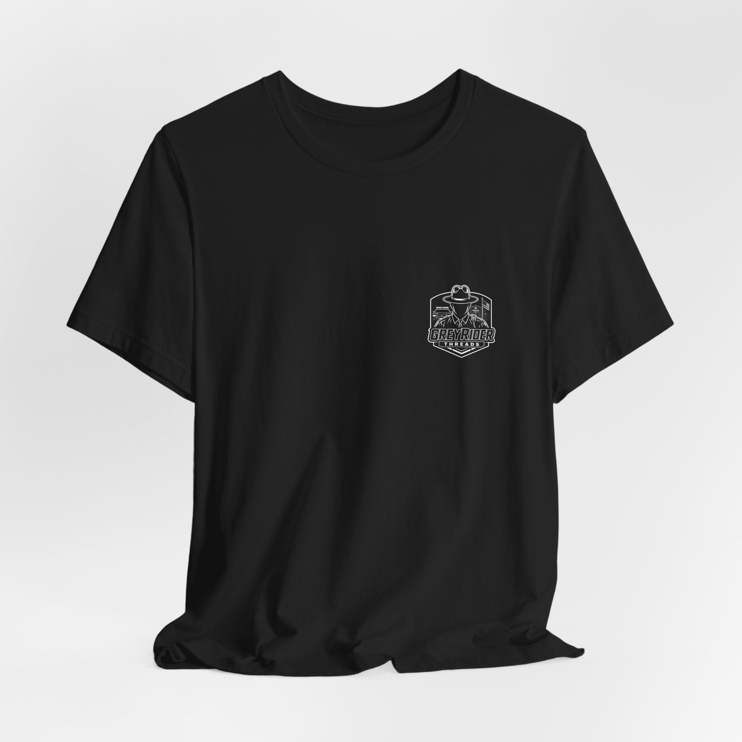 USA Flag Back Graphic Tee | GreyRider Threads Logo Front