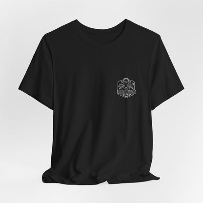 USA Flag Back Graphic Tee | GreyRider Threads Logo Front