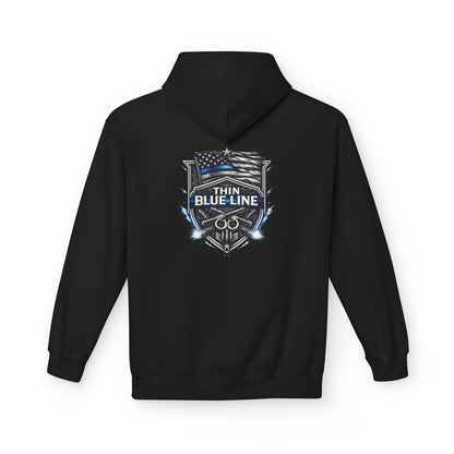 Thin Blue Line Hoodie | Police Support Flag Badge Design | Law Enforcement Support | First Responder