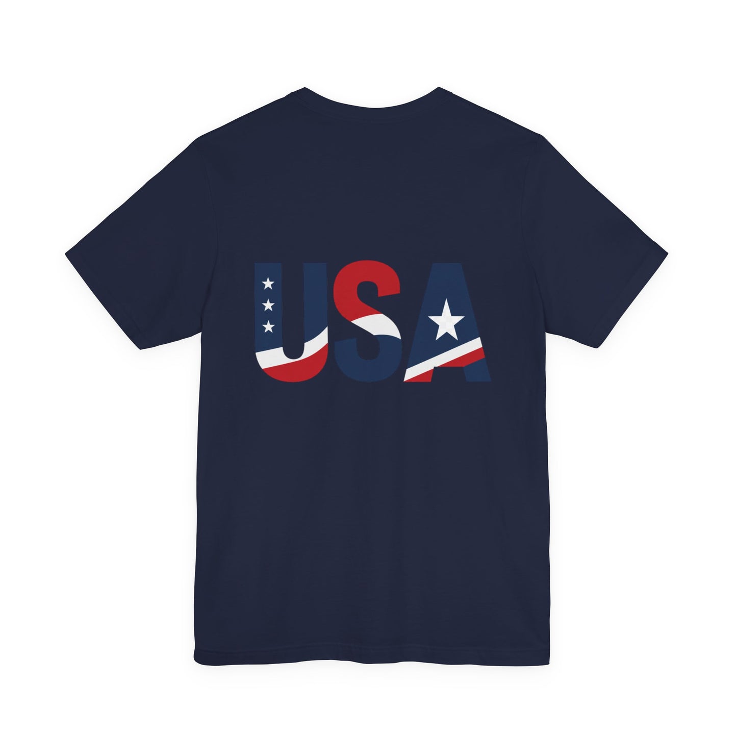 USA Flag Back Graphic Tee | GreyRider Threads Logo Front