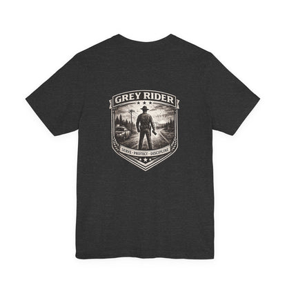 Vintage Trooper Serve Protect Discipline T-Shirt | Law Enforcement Tee | Grey Rider